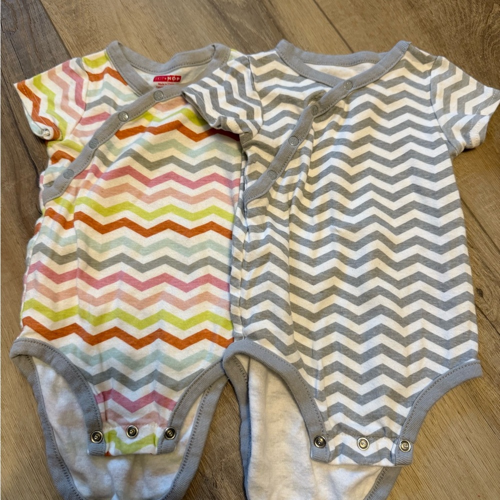Skip Hop Gray and White Chevron Onesie